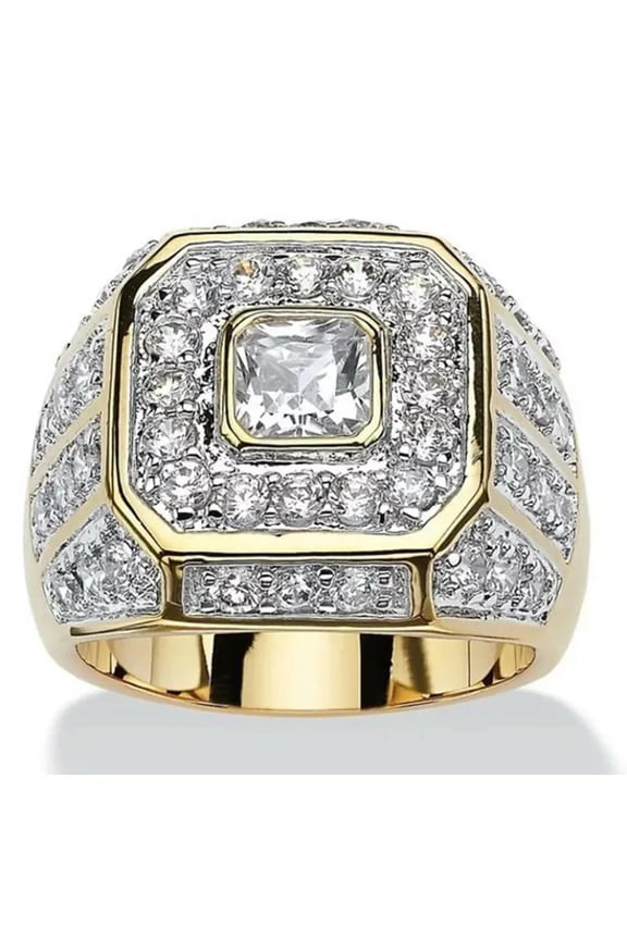 Beautiful Men's Artificial Diamond Decor Party Ring, Trendy Gift Size 8