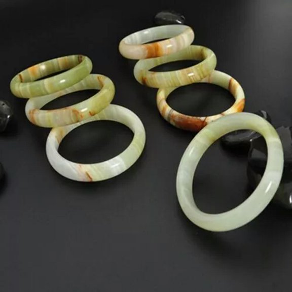 GKNET Beautiful Natural 56-62mm Afghanistan Jade Hand carved Bracelet Bangle AAA-56-58mm
