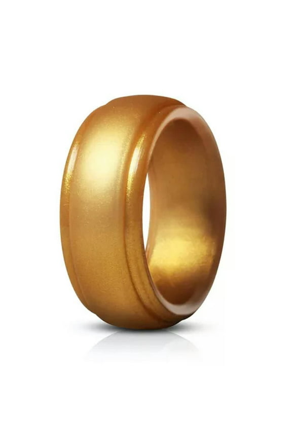Black Silicone Ring Rubber Wedding Band Flexible for Men Workout Male Lifestyle-gold-11
