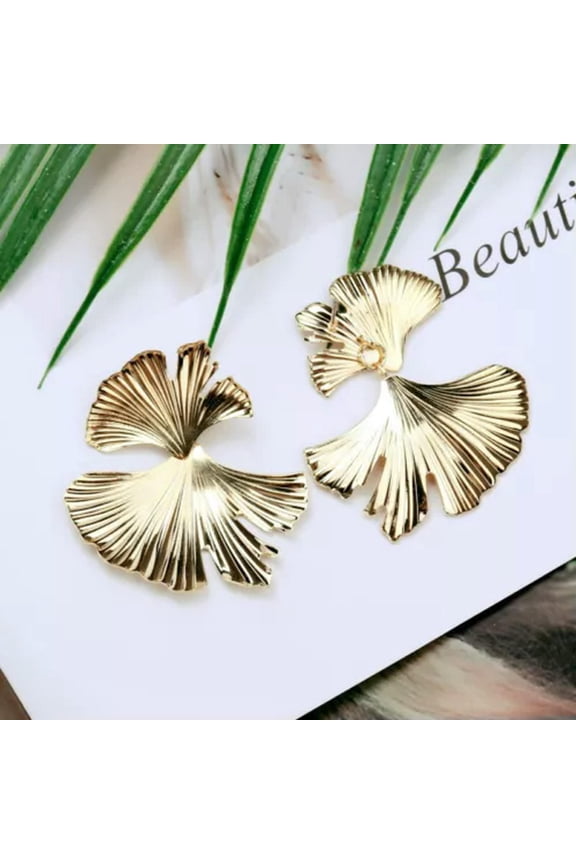 Bohemian Ginkgo Biloba Leaf Shape Drop Earrings For Women Delicate Jewelry Accessorie WY4-Gold-