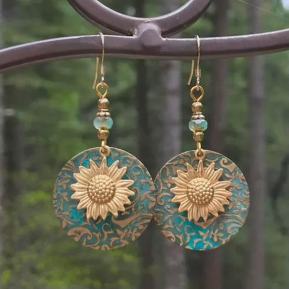 GKNET Boho Gypsy Earrings Tribal Ethnic Festival Tassel Ear Hook Dangle Jewellery Gift-1pair Sunflower