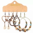 thumbnail image 1 of GKNET Boho Gypsy Earrings Tribal Ethnic Festival Tassel Hook Drop Dangle Delicate Jewelry Gift-3 pairs Heart circle Shell, 1 of 6