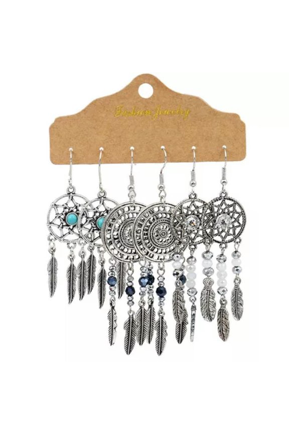 Boho Gypsy Earrings Tribal Ethnic Festival Tassel Hook Drop Dangle Delicate Jewelry Gift-3pairs catcher