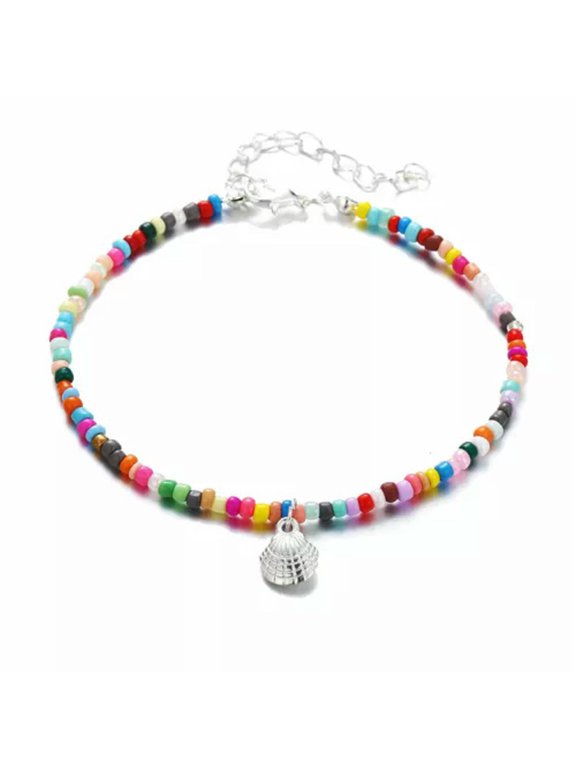 Boho Shell Colorful Beads Anklets Chain Women Bracelet Foot Beach Jewellery New-Silver