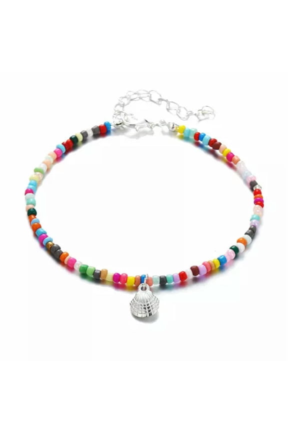 Boho Shell Colorful Beads Anklets Chain Women Bracelet Foot Beach Jewellery New-Silver