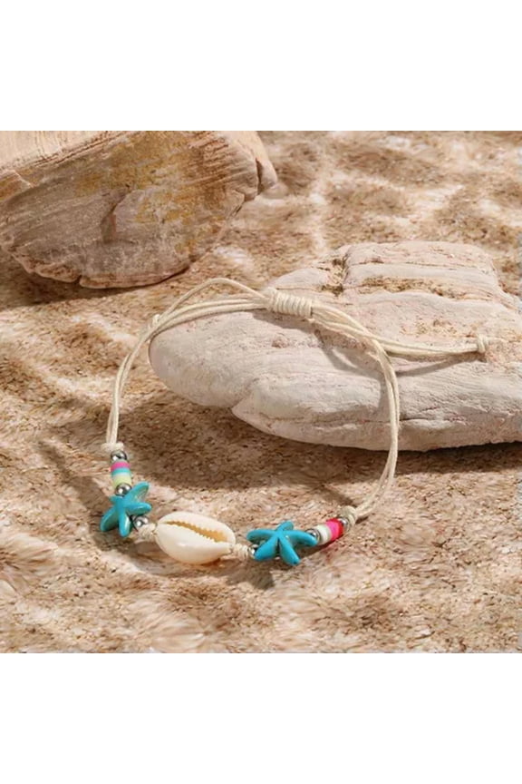 Boho Shell Turtle Bead Handmade Braided Bracelet Anklet Foot Beach Women Jewelry-Shell Starfish Anklet#3