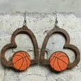 thumbnail image 1 of GKNET Boho Sport Football Big Love Heart Ear Hoop Earrings Wood Women Jewellery New-Basketball, 1 of 7