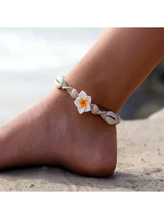 Boho Starfish Shell Conch Crystal Bead Anklet Foot Beach Ankle Bracelet Women-7.Flower Shell Anklet