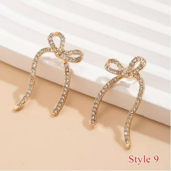 GKNET Bow Earrings Dangle Earrings Chain Necklace Bracelet Bow Knot Tassel Earrings -style 9