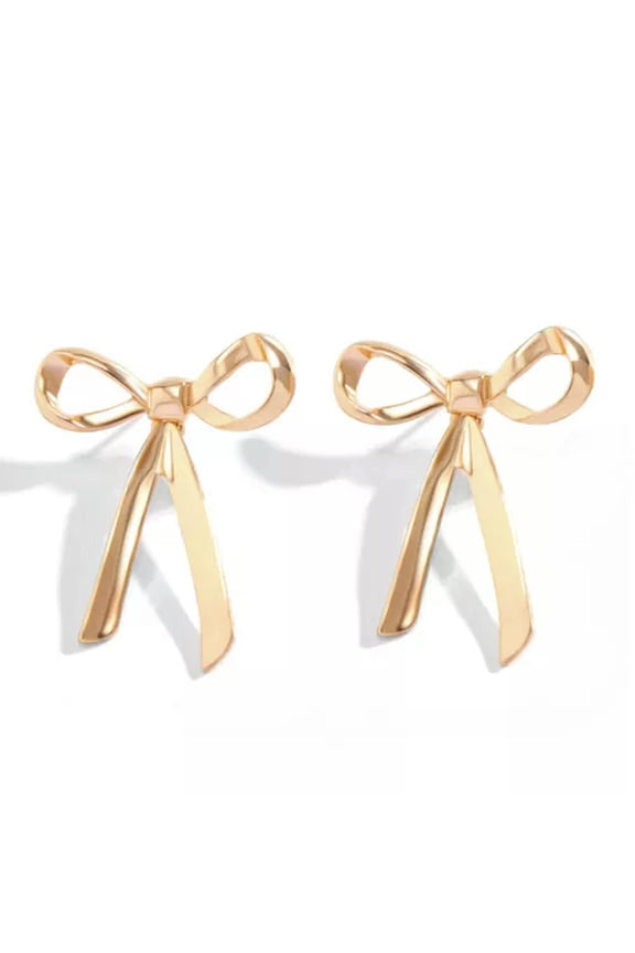 Bow Earrings Statement Stud Nail Earring Piercing Ear Accessories Party Gifts-1 Gold