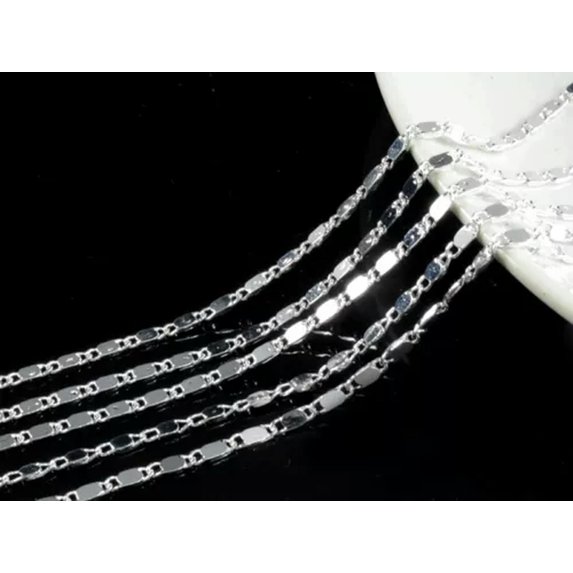 GKNET Bulk Silver Plated Male Female Figaro Rolo Snake Box Chain Necklace 16"-30" inch-26"-010 2mm Flat Chain