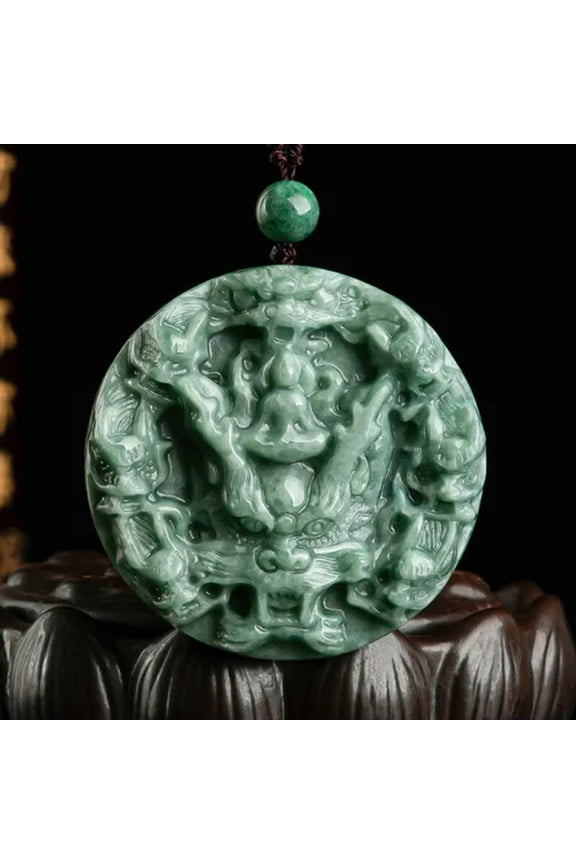 Burmese Jade Dragon Pendant Emerald Necklace Natural Delicate Jewelry Green Jadeite
