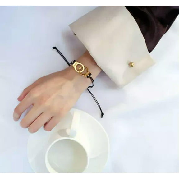 GKNET COUPLE Fashion Handmake Knit Handcuffs Shape Bangle Infinity Bracelet Each-Gold