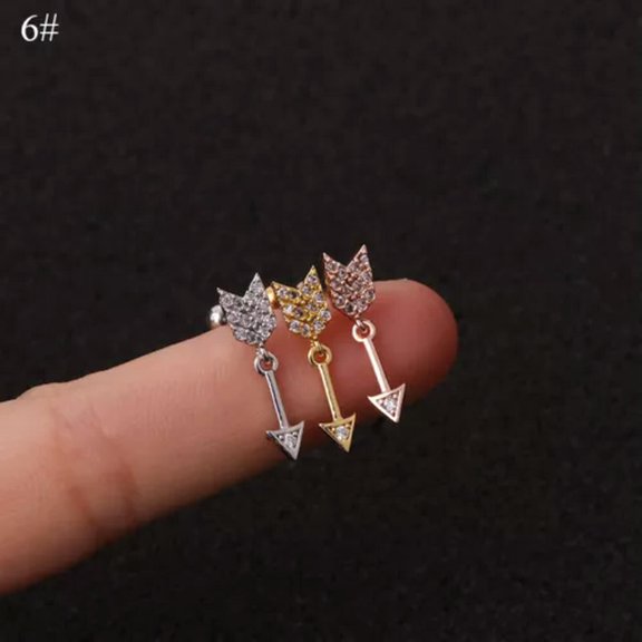 GKNET Cartilage Ear Ring Tragus Studs Stainless Steel Long Earrings Piercing Women Men-6-gold