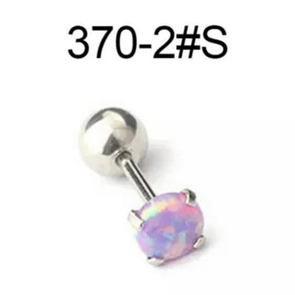 GKNET Cartilage Earrings Stud Rook Piercing Opal Gem Ball Flat Back Tragus Nose Helix！-3702#S-2mm