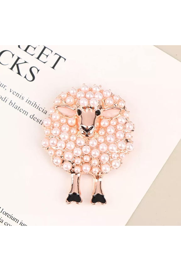 Cartoon Animal Brooch Inlaid Pearls Lucky Lovely Sheep Brooch Alloy Brooch G_tu