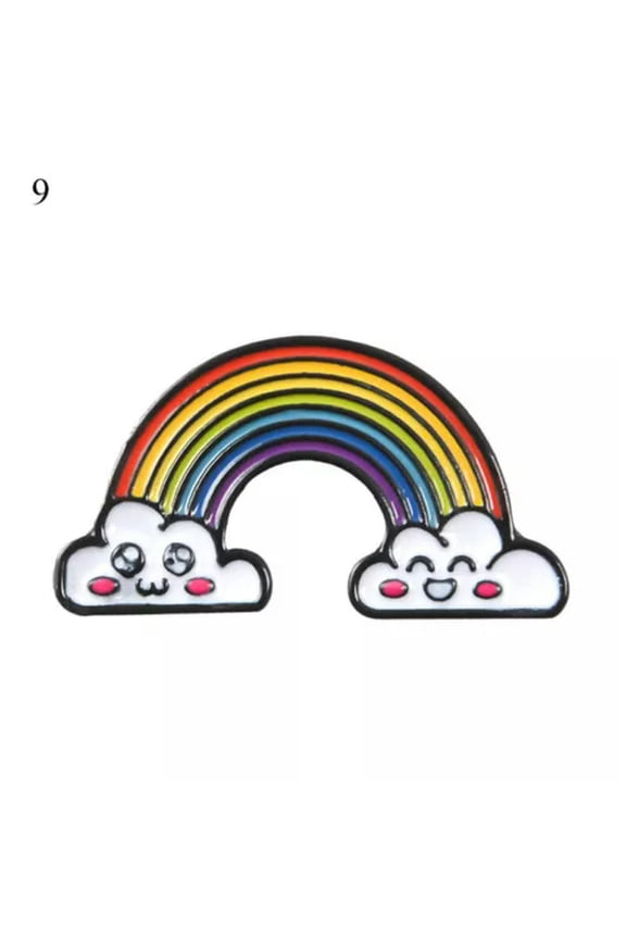 Cartoon Badge Gift Alloy Set Pin Punk Character Brooch Enamel Animal Fashion-9-Rainbow