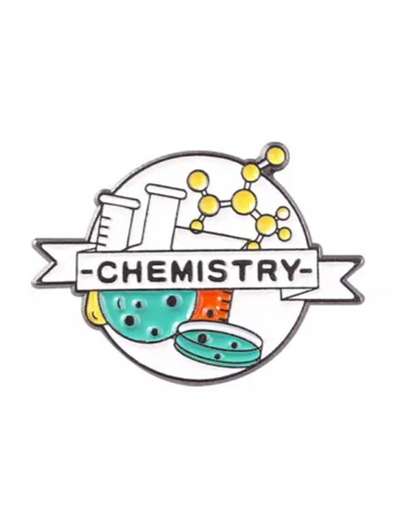 Cartoon Chemistry Enamel Brooch SPORTS Math Lapel Pin Collar Acrylic Metal Clip+-Chemie 2