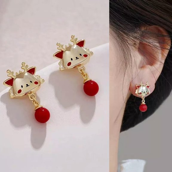GKNET Cartoon Red Dragon Ear Earrings Stud Drop Dangle Women Party Delicate Jewelry Gift New