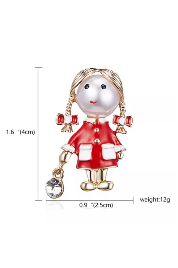 Charm Dancing Girl Crystal Pearl Brooch Pin Women Costume Jewellery Wedding New-Lovely Girl