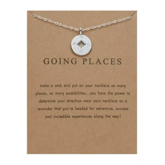 GKNET Charm Necklace Clavicle Gold/Silver Plated Chain Pendant Women Fashion Jewelry-#22Silver Compass