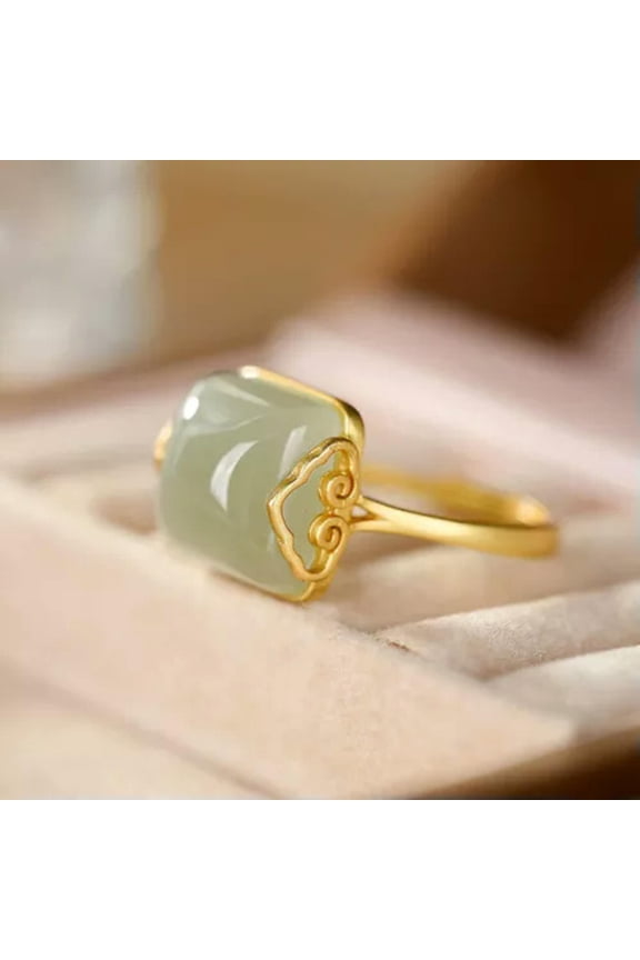 Chinese Style Auspicious Clouds Imitation Jade Rings Temperament Simple Ring WY4-A