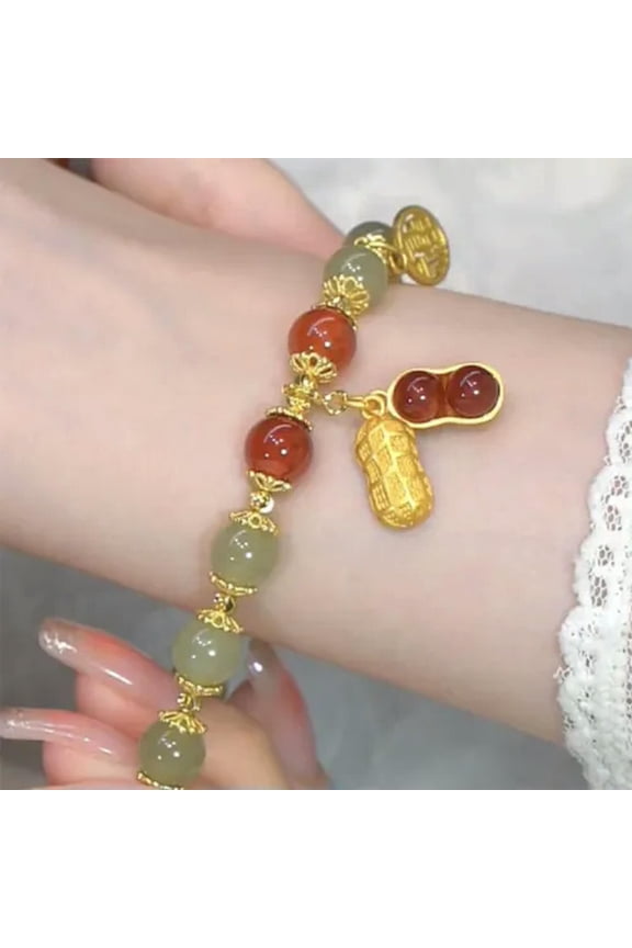 Chinese Style Lovely Beaded Bracelet Exquisite Peanut Pendant Lucky Wrist Ch_tu-2