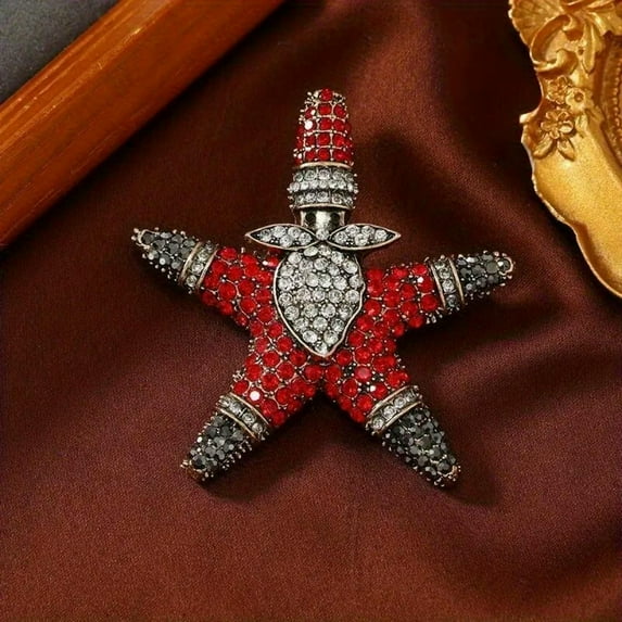 GKNET Christmas Star Crystal Brooches Badges Vintage Rhinestone Festival Banquet