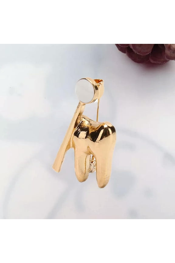 Classic Fashion Golden Tooth Shape Brooch Pin Lapel Backpack Badge Jewelry.8 WY4