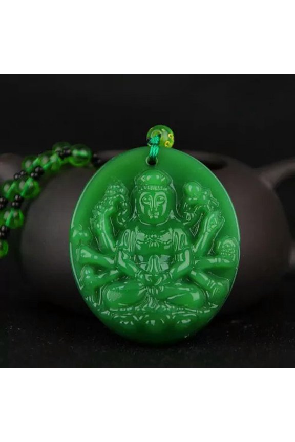 Classic Natural Chinese Agate Pendant Jade Necklace Blessing Lucky Amulet Gi WY4-A13