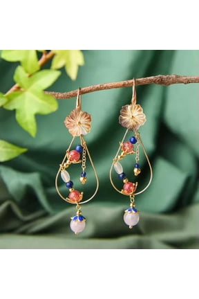 Collection Dangle Earrings Vintage Earrings Ethnic Earrings Copper Jewelry-Shell Agate