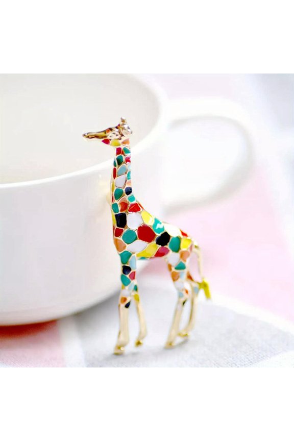 Colorful Giraffe Brooch Enamel Alloy Personalized Pins Vintage Fashion Jewelry