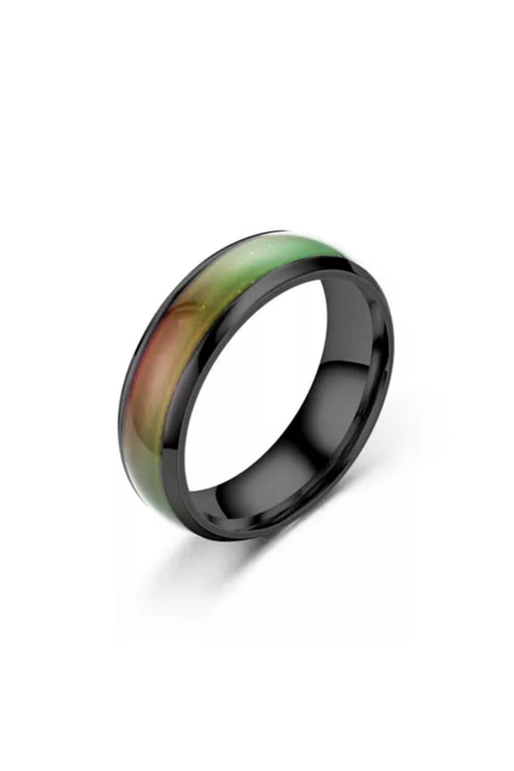 Colour Changing Mood Ring Stainless Steel Ring Mens Women Band 6mm Rose Golden-black-9