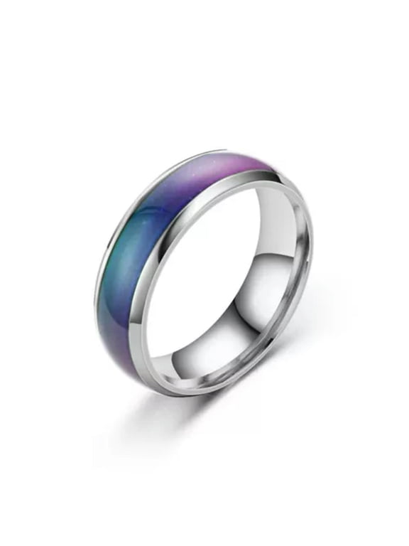 Colour Changing Mood Ring Stainless Steel Ring Mens Women Band 6mm Size 6-13-silver-10