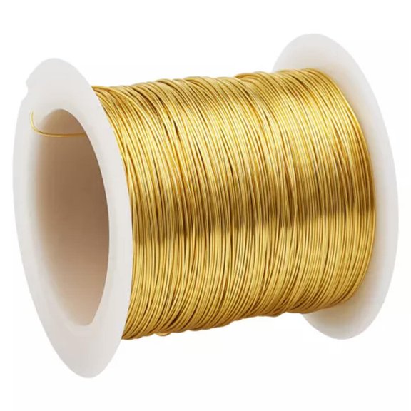 GKNET Copper Wire Delicate Jewelry Beading Wire Multi-Color Long-Lasting Plated Craft Wrapping-Golden-23 Gauge(0.7mm)-42ft