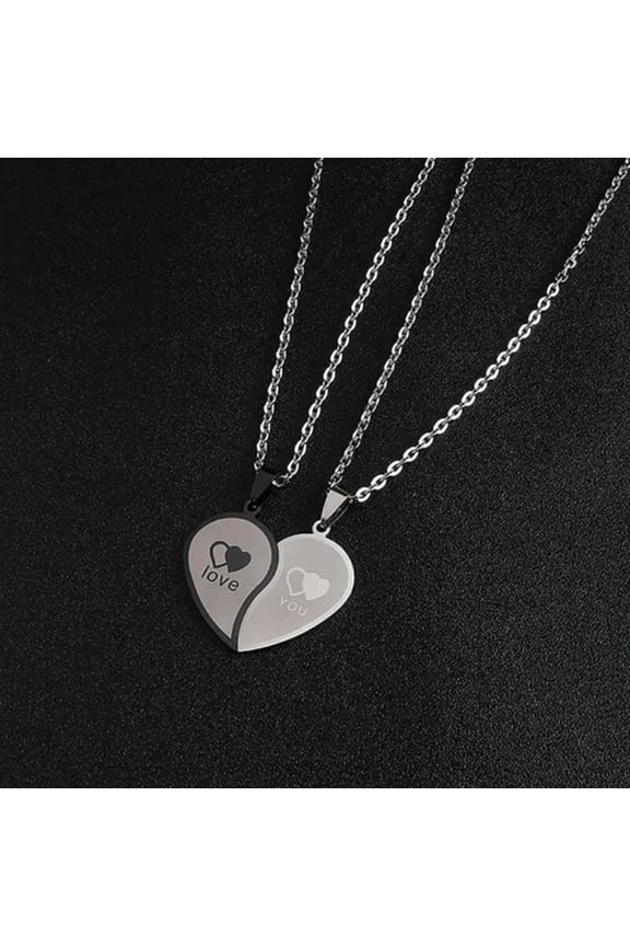 Couples Delicate Jewelry Heart Necklaces Couple Necklace Stainless Steel Engraved WY4-A2