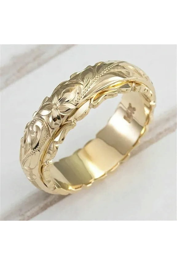 Craved Flower Finger Rings Women Wedding Bridal Ring Classic Timeless Jewelry-gold-9