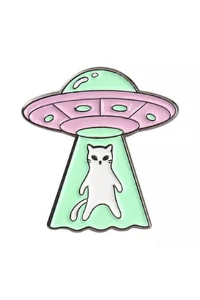 Creative Cartoon Spaceship Brooch Funny Alien Cat Backpack Enamel Pin Badge Gift-1