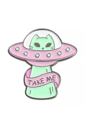 Creative Cartoon Spaceship Brooch Funny Alien Cat Backpack Enamel Pin Badge Gift-2