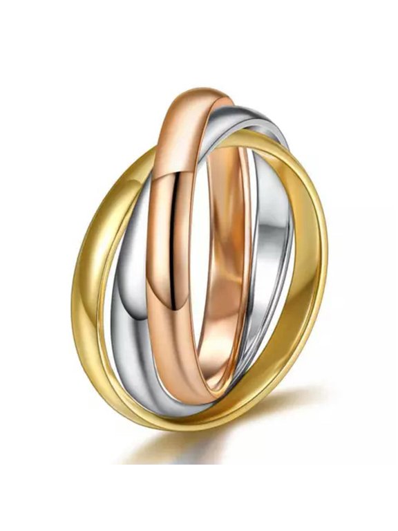Creative Three Rings Women's Stainless Steel Finger Mobius Rings Size 5-9