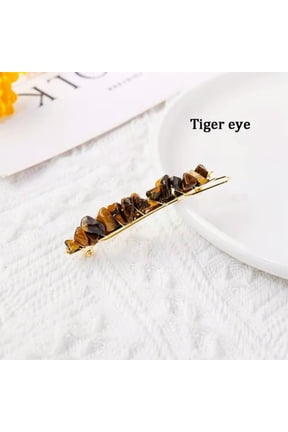 Crystal Braided Clips Natural Quartz Reiki Chakra Stone Bobby Hairpin Barrette-Tiger's Eye Quartz-1Pc