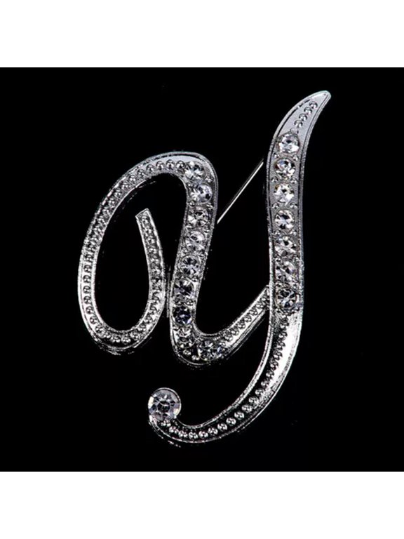 Crystal Rhinestone 26 Letters Women Collar Brooch Pin Corsage Bouquet Jewelr WY4-Y