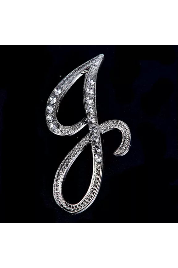 Crystal Rhinestone 26 Letters Women Collar Brooch Pin Corsage Bouquet Jewelr WY4-J