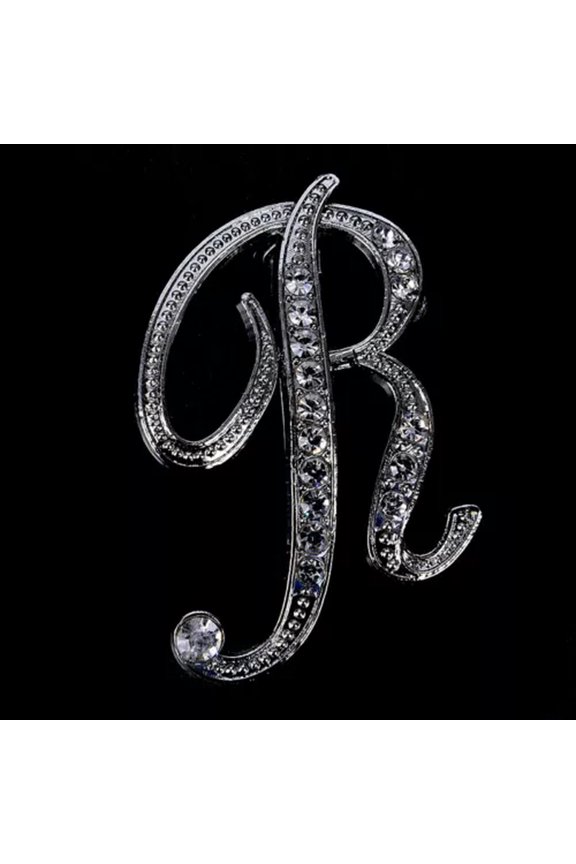 Crystal Rhinestone 26 Letters Women Collar Brooch Pin Corsage Bouquet Jewelr WY4-R