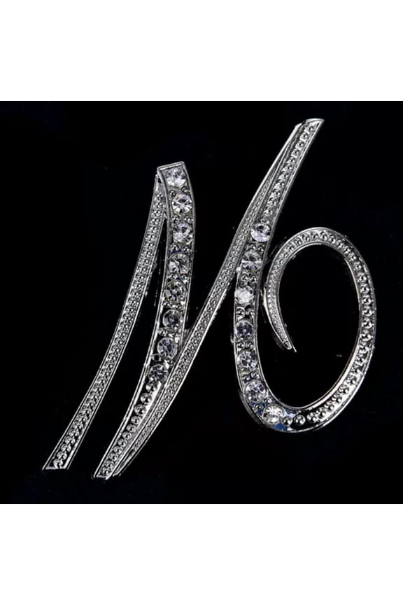 Crystal Rhinestone 26 Letters Women Collar Brooch Pin Corsage Bouquet Jewelr WY4-W