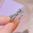 thumbnail image 1 of GKNET Crystal Zircon Bow 925 Sterling Silver Ring Women Fashion Delicate Jewelry Size 6-10-10, 1 of 6