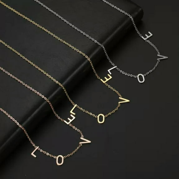 GKNET Custom Multi-name Necklace Initial Letter Choker Birthday Gift for Mother Wife-Steel-36+5cm(16.14'')-welding