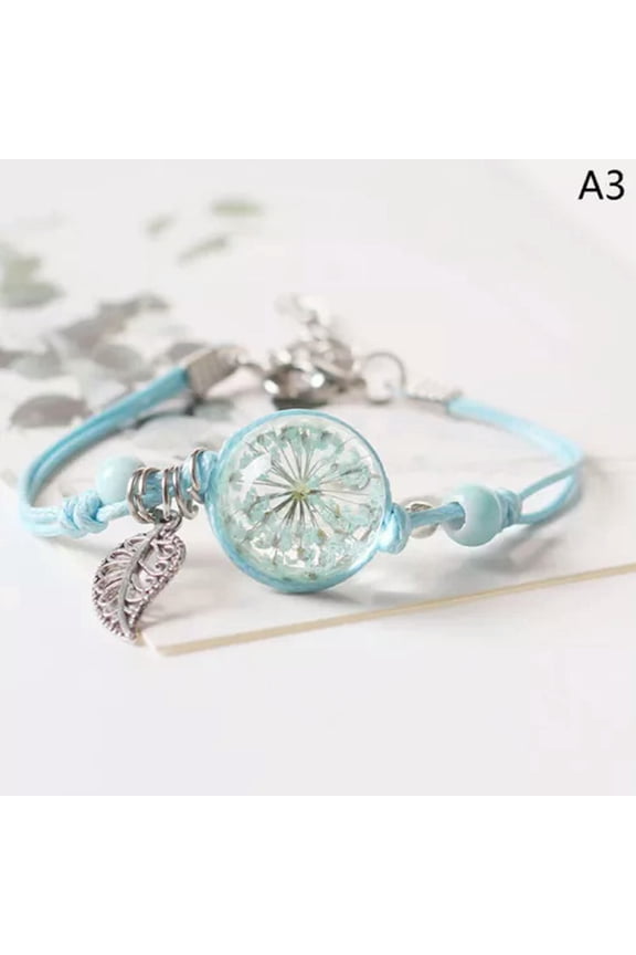 Cute Ceramic Beads Bracelet Natural Dried Flower Botanical Specimen Bracelet WY4-A3