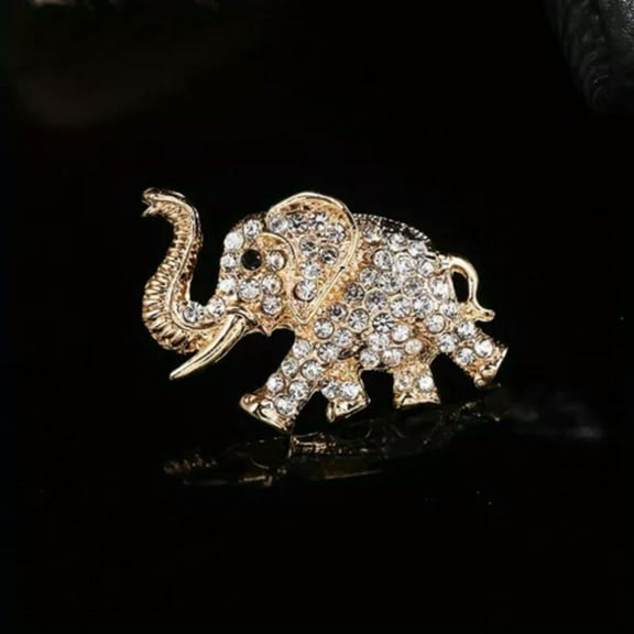 GKNET Cute Elephant Rhinestone Brooch Niche Popular Pin-golden