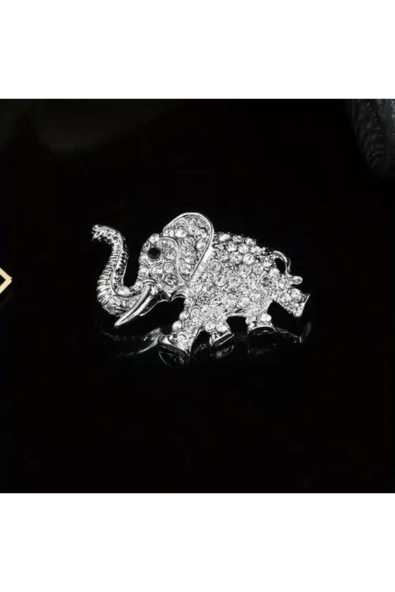 Cute Elephant Rhinestone Brooch Niche Popular Pin-silvery
